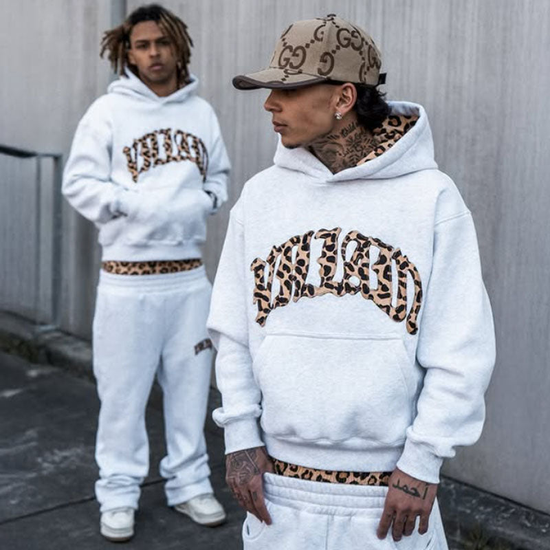 Set Hoodie & Pantaloni Leopard Double Layer Waist