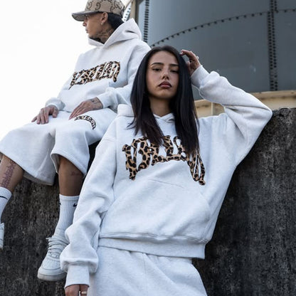 Set Hoodie & Pantaloni Leopard Double Layer Waist